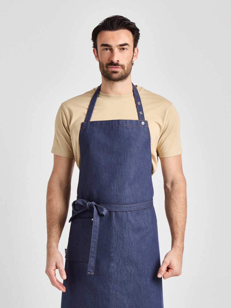 Nucciano Jeans 90 x 75 - Latzschürze mit Taschen - denim